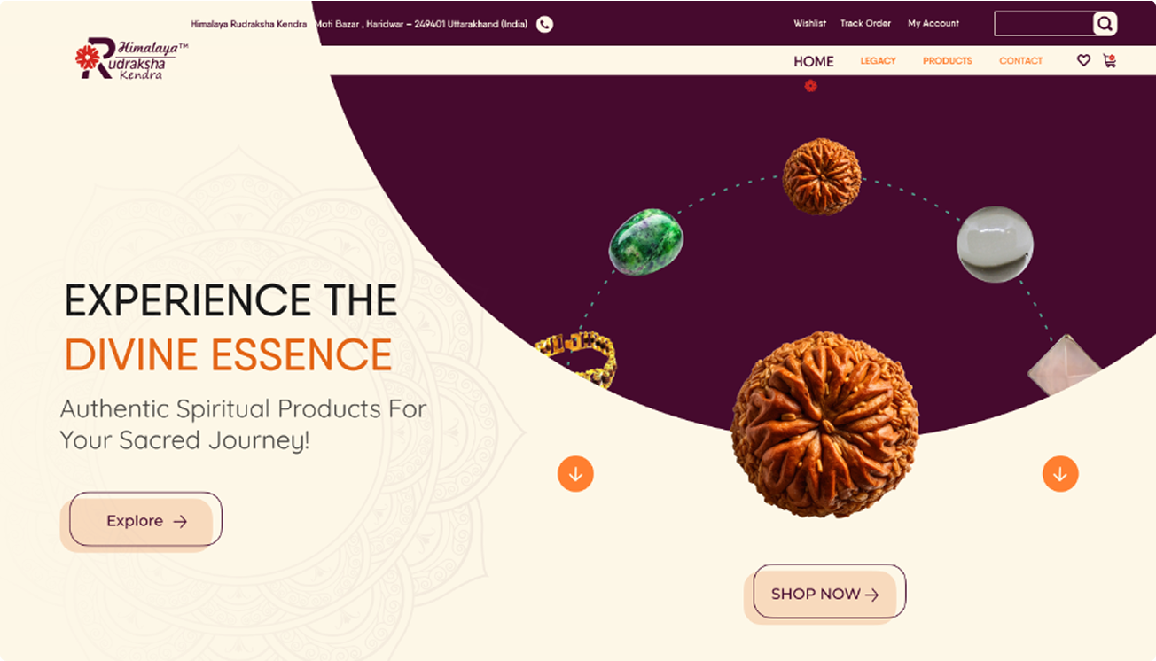 Himalaya Rudraksh Kendra interface screen 2